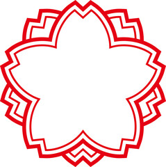 赤い桜のスタンプのフレームのイラスト