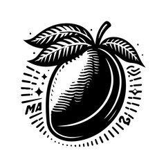 Stylized Black and White Mango Illustration