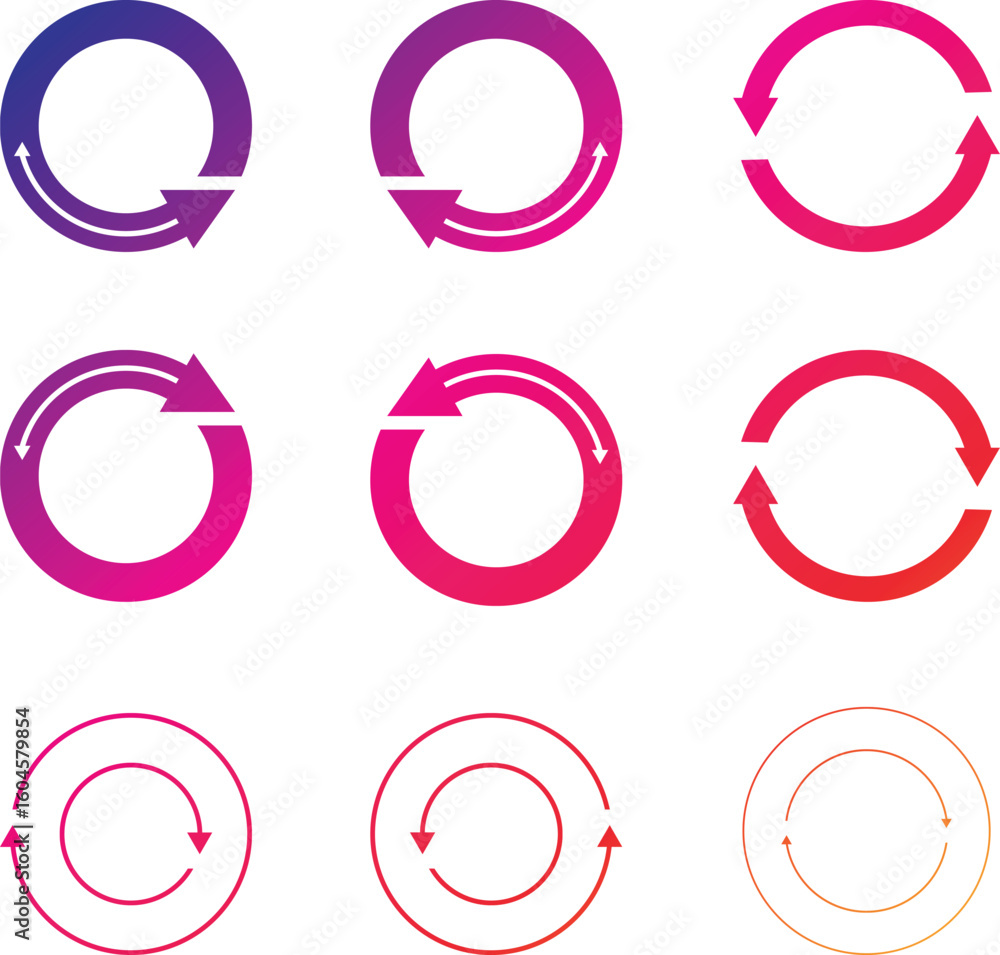 Poster arrow sign icon refresh reload rotation loop on isolated