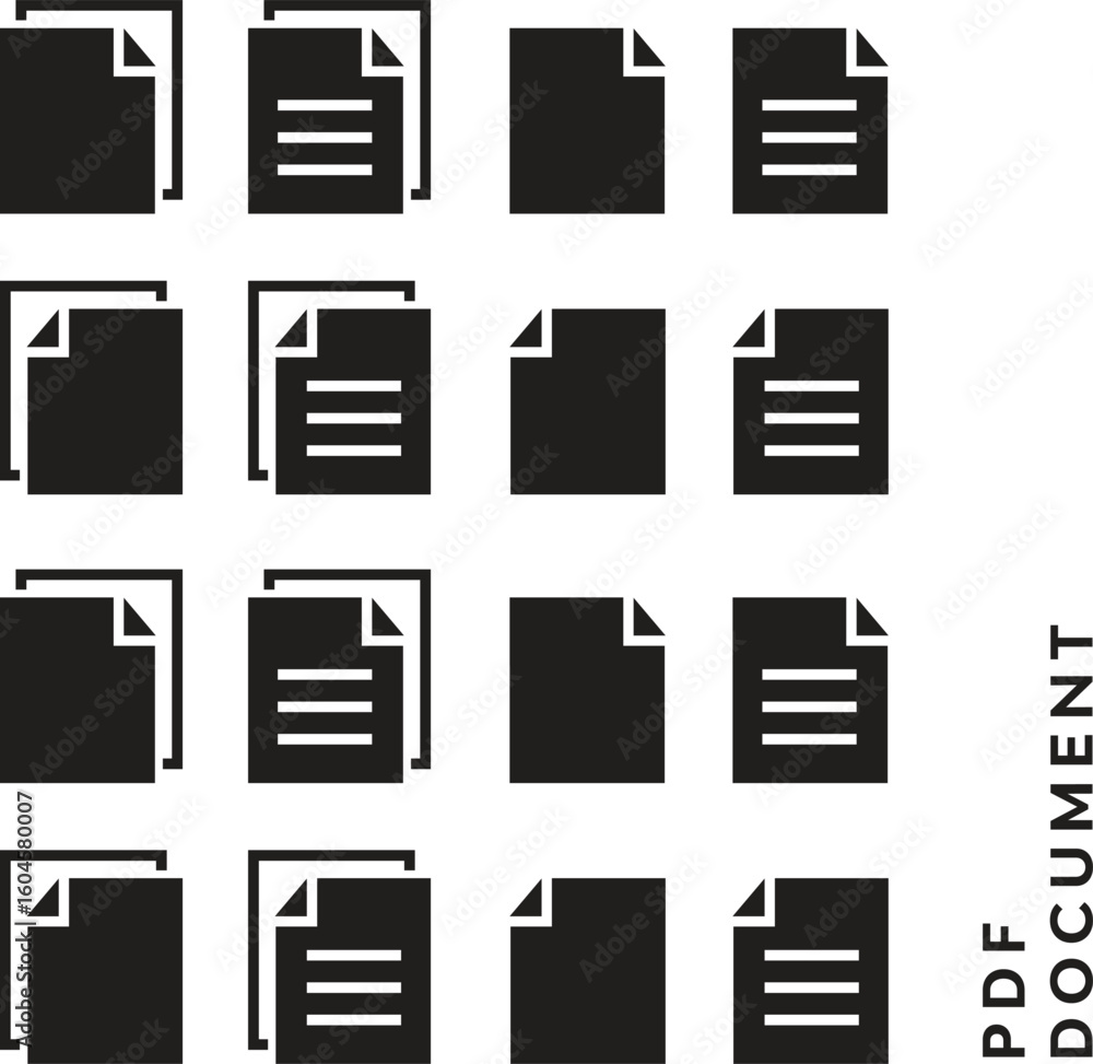 Fototapete pdf file format icons set. pdf file download symbols. format for texts, images, vector images, video