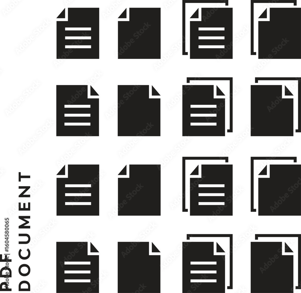 Fototapete pdf file format icons set. pdf file download symbols. format for texts, images, vector images, video