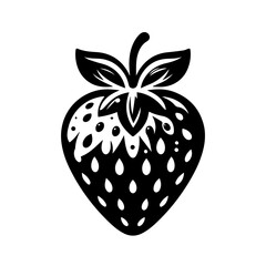 Stylized Black and White Strawberry Icon