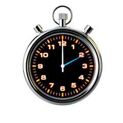 Vintage stopwatch with glowing numbers isolated on transparent background