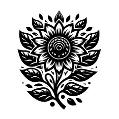 Stylized Black Sunflower Floral Design