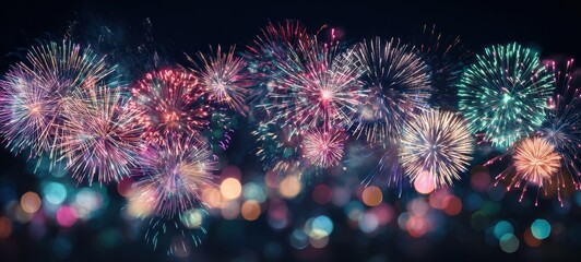 The mesmerizing display of colorful fireworks lighting up the night sky.