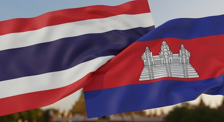 Thailand and Cambodia Flags National Symbols of Southeast Asia, Asian Flags, Cultural Heritage.