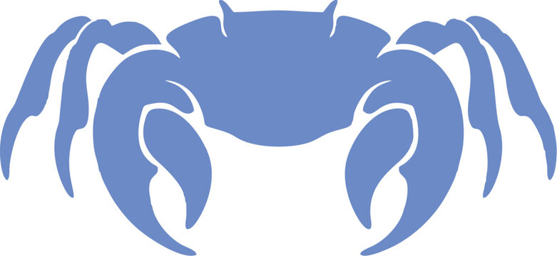 Stylized blue crab silhouette vector logo icon.
