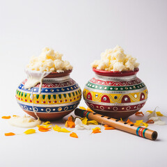 Janmashtami Festival Composition with Matkis and Makhan