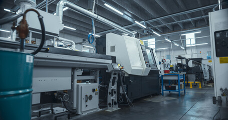 An Automated CNC Milling Machine Stands at a Modern Industrial Facility. 