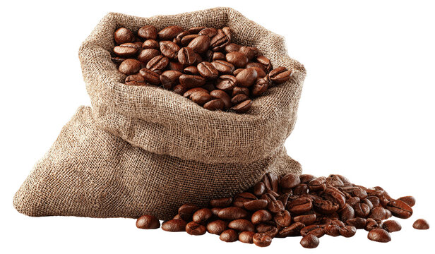 Coffee beans in a burlap sack - Powered by Adobe