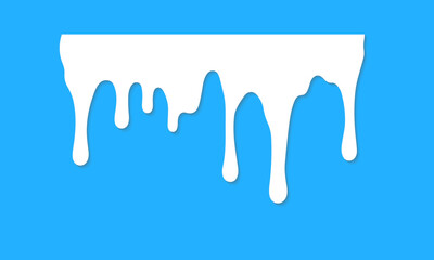 Dripping milk flows down. Dripping liquid. Fluid fluid. Spilling paint. Falling paint. Fluid oil stain. Abstract, liquid drops of ink. Milk products. Vector illustration