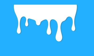 Dripping milk flows down. Dripping liquid. Fluid fluid. Spilling paint. Falling paint. Fluid oil stain. Abstract, liquid drops of ink. Milk products. Vector illustration