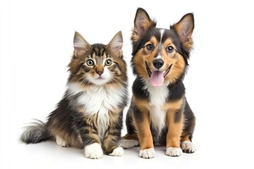 Obraz premium Adorable cat and dog duo