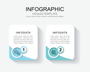 Vector Infographic label design template with icons and 2 options or steps.