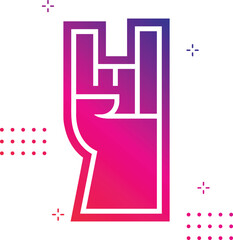 Let's rock typography. Rock on hand gesture. Vector vintage illustration.