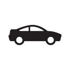 Flat view car icon silhouette black