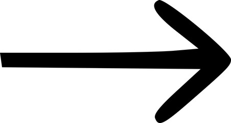 Single hand-drawn arrow pointing right on a plain background with copy space