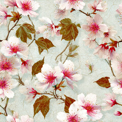 Seamless Japanese Sakura Blossom Pattern