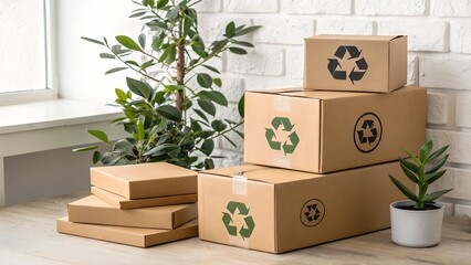 cardboard boxes on a wooden floor