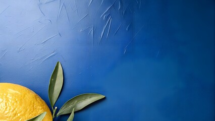 green leaves on blue background