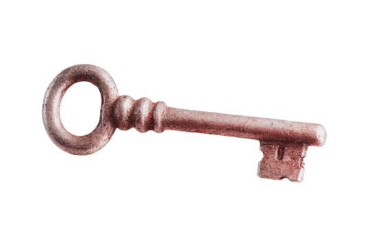 Vintage antique key glowing softly in dreamy light setting a nostalgic mood