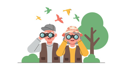 Senior Citizens Enjoying National Birdwatching Day