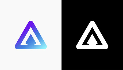 Abstract letter A logo for negative videotape film play vector template