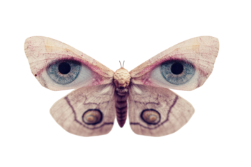 Surreal butterfly with eye patterns enhancing nature's beauty at dusk