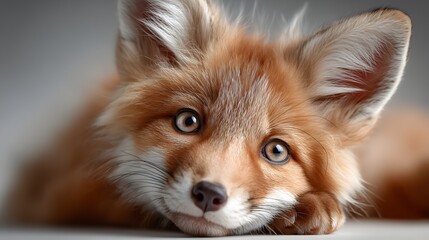 Obraz premium Striking close up image of a curious and attentive red fox showcasing its beautiful orange brown fur sharp features and alert expression amidst a natural woodland setting