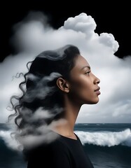 woman face with sky hair