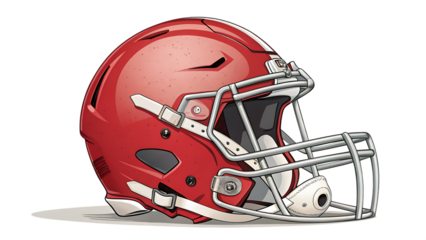 side view of set football helmet isolated on white background PNG, AI GENERATED