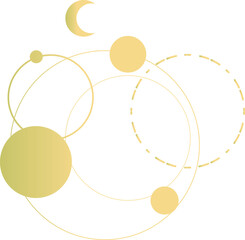 月と星々のおしゃれな線画イラストマーク