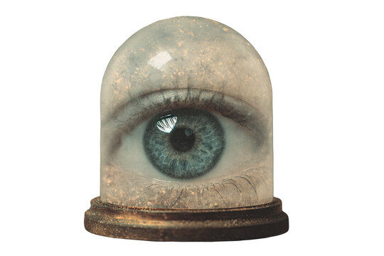 Glass-domed eye in swirling smoke creates an eerie atmosphere - Powered by Adobe