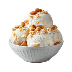 Creamy Coconut Ice Cream Topped with Roasted Peanuts in a Stylish Bowl