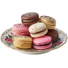 Fototapeta premium Colorful Assortment of Decorative French Macarons on Elegant Plate