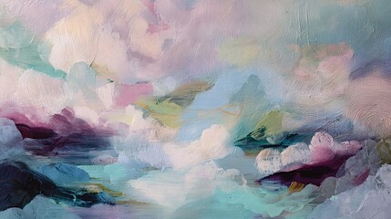 Fototapeta premium Abstract Oil Painting with Muted Pastel Colors and Rich Brushstroke Texture – Artistic Background for Wall Art and Print Design
