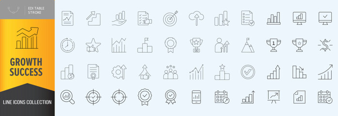 Growth and sucess icon set