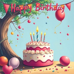 birthday card with cake