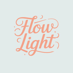 Elegant flow light typography with soft clouds and gradient colors on a light blue background