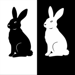 Silhouette shadow illustration of a rabbit on white