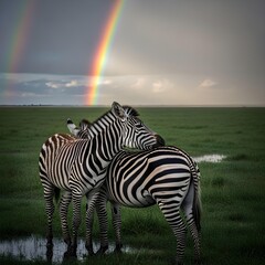 Zebra Standing in Lush Jungle Foliage