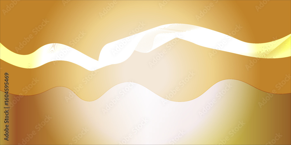 Aufkleber abstract golden wave background with smooth curves and flowing white lines over a warm gradient.