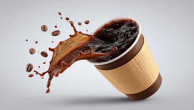 Coffee spilling from disposable cup - Powered by Adobe