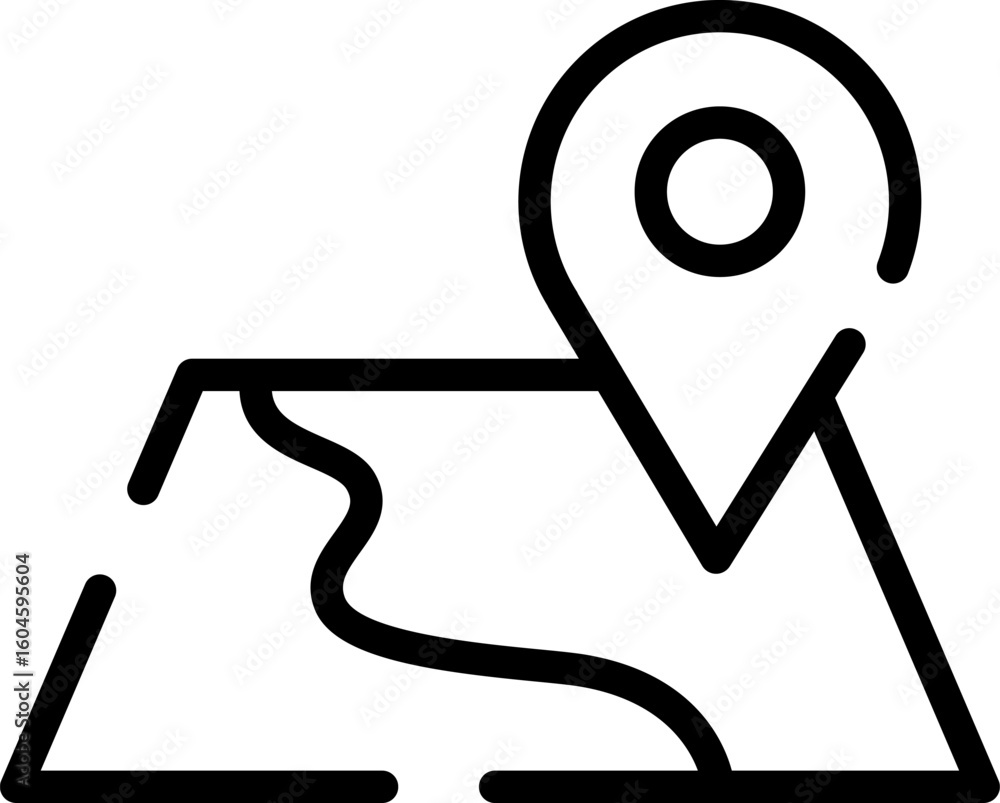 Poster minimalistic modern rounded outline map icon