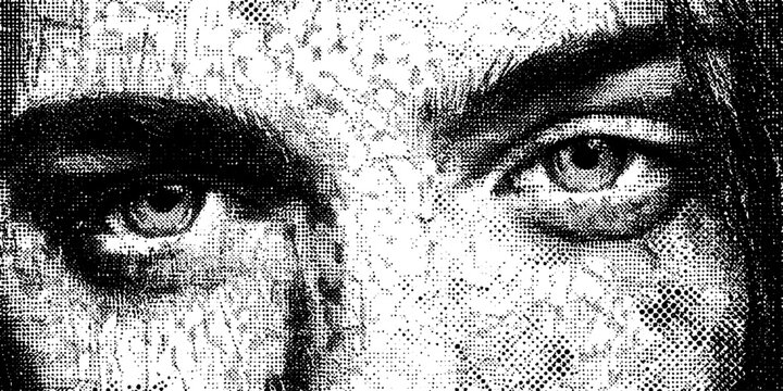 Halftone entoptic pattern with retina hallucination effect - abstract art for creative design