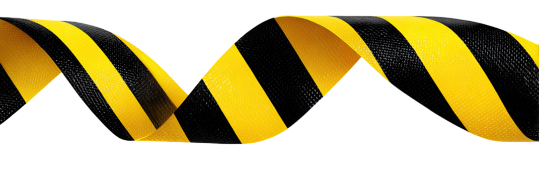 Yellow and black striped ribbon, curved