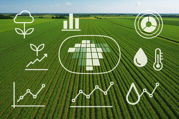 Obraz premium Agricultural Field Data Visualization agriculture crops