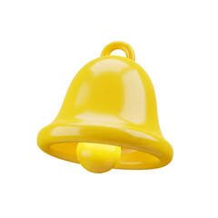 3d illustration of a vibrant yellow notification bell icon isolated on transparent background