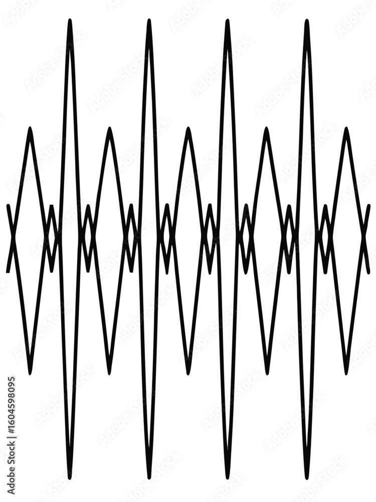 Poster grid of twelve distinct sound wave visualizations in cmyk color model