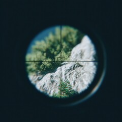 Sniper scope view with tactical overlay, clean visual
